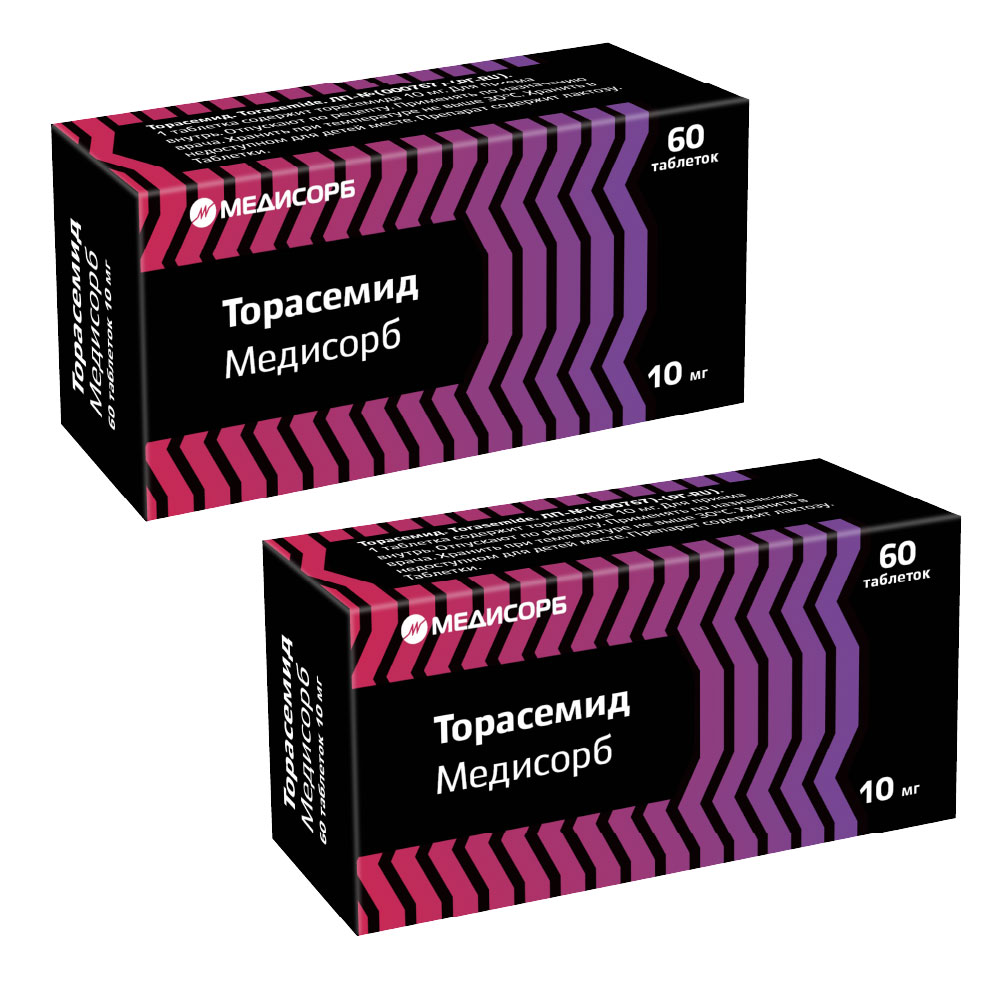 Изображение товара Набор из 2х уп. ТОРАСЕМИД МЕДИСОРБ 0,01 N60 ТАБЛ - со скидкой