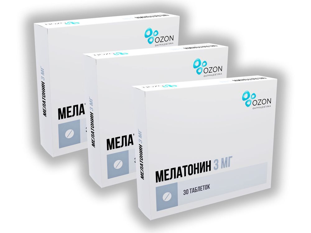 Изображение товара Набор из 3-х упаковок Мелатонин таб. 3мг №30 со скидкой!