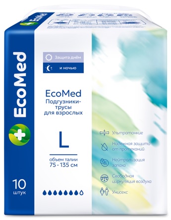 Ecomed подгузники-трусы для взрослых l 10 шт. инструкция по применению