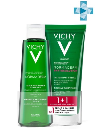 Изображение товара Vichy набор/normaderm phytosolution гель очищающий 200 мл+normaderm сужающий поры очищающий лосьон 200 мл/ Изображение товара Vichy набор/normaderm phytosolution гель очищающий 200 мл+normaderm сужающий поры очищающий лосьон 200 мл/