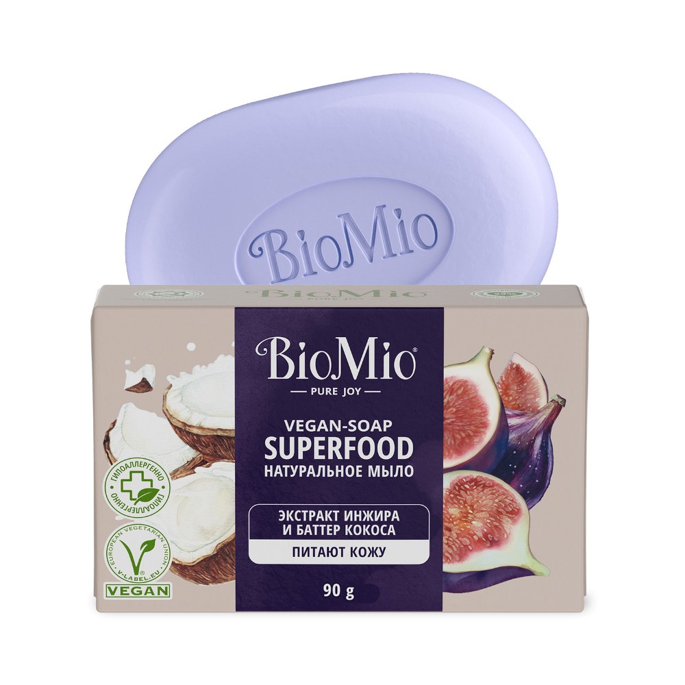 Biomio bio-soap superfood мыло натуральное с экстрактом инжира и баттером  кокоса 90 гр