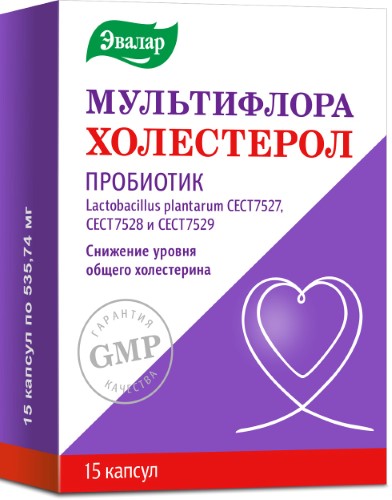 Изображение товара Мультифлора Холестерол Эвалар для снижения холестерина 15 капсул