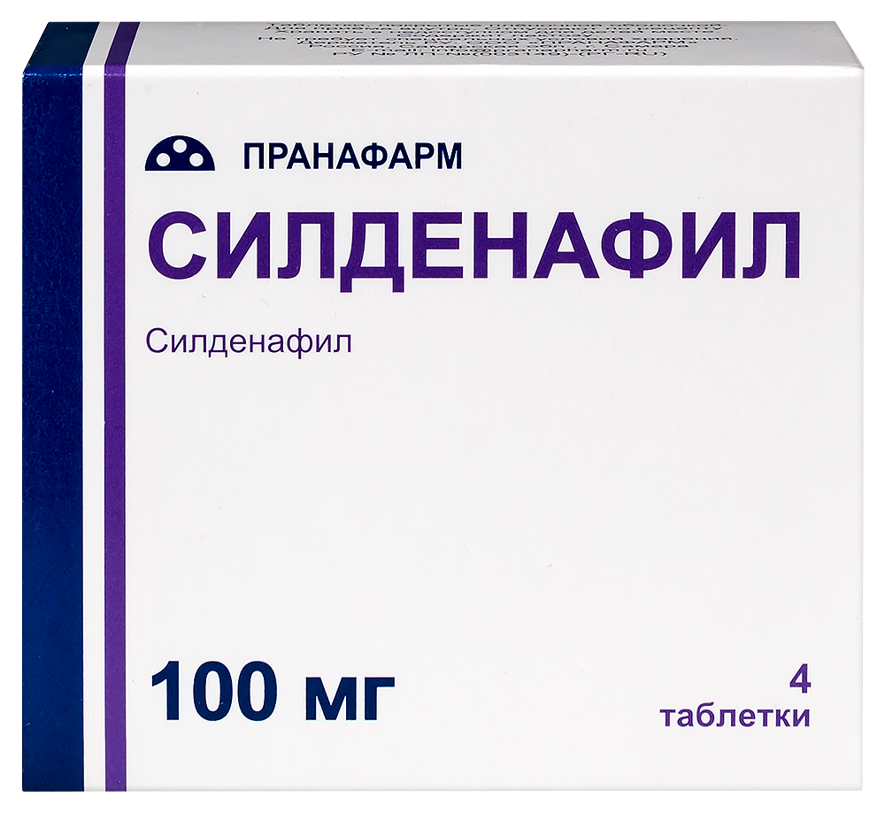 Силденафил 100 мг 4 шт. таблетки, покрытые пленочной оболочкой - цена 229  руб., купить в интернет аптеке в Москве Силденафил 100 мг 4 шт. таблетки,  покрытые пленочной оболочкой, инструкция по применению