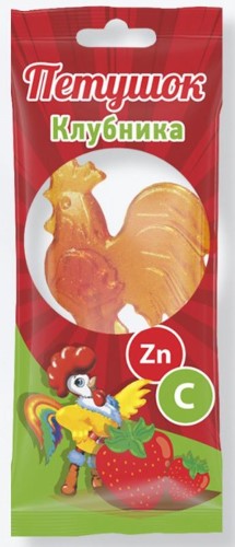 Изображение товара Петушок леденцовая карамель с цинком и витамином C вкус клубники 17 г