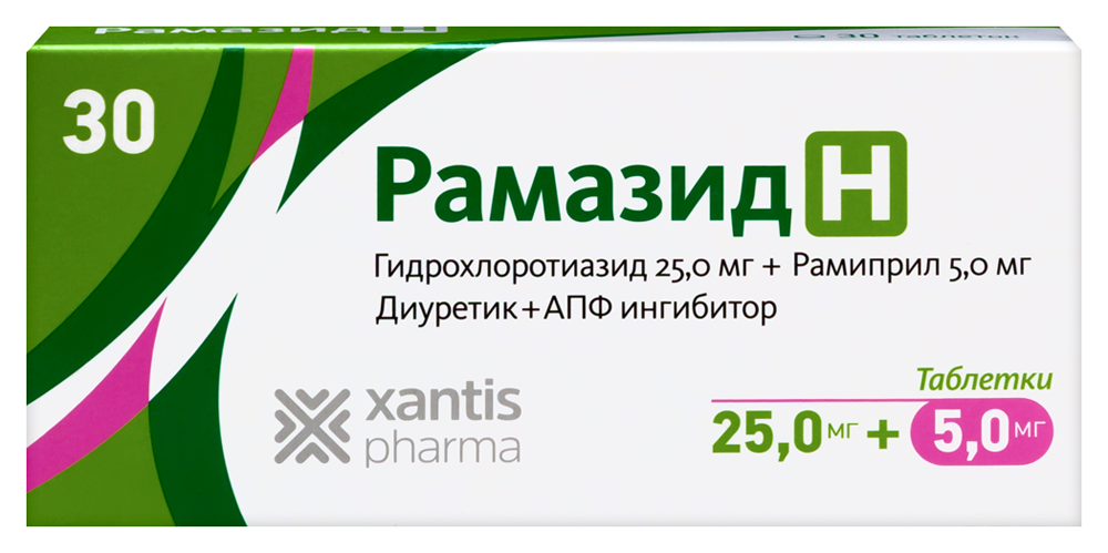 Рамазид н 5 мг + 25 мг 30 шт. таблетки инструкция по применению