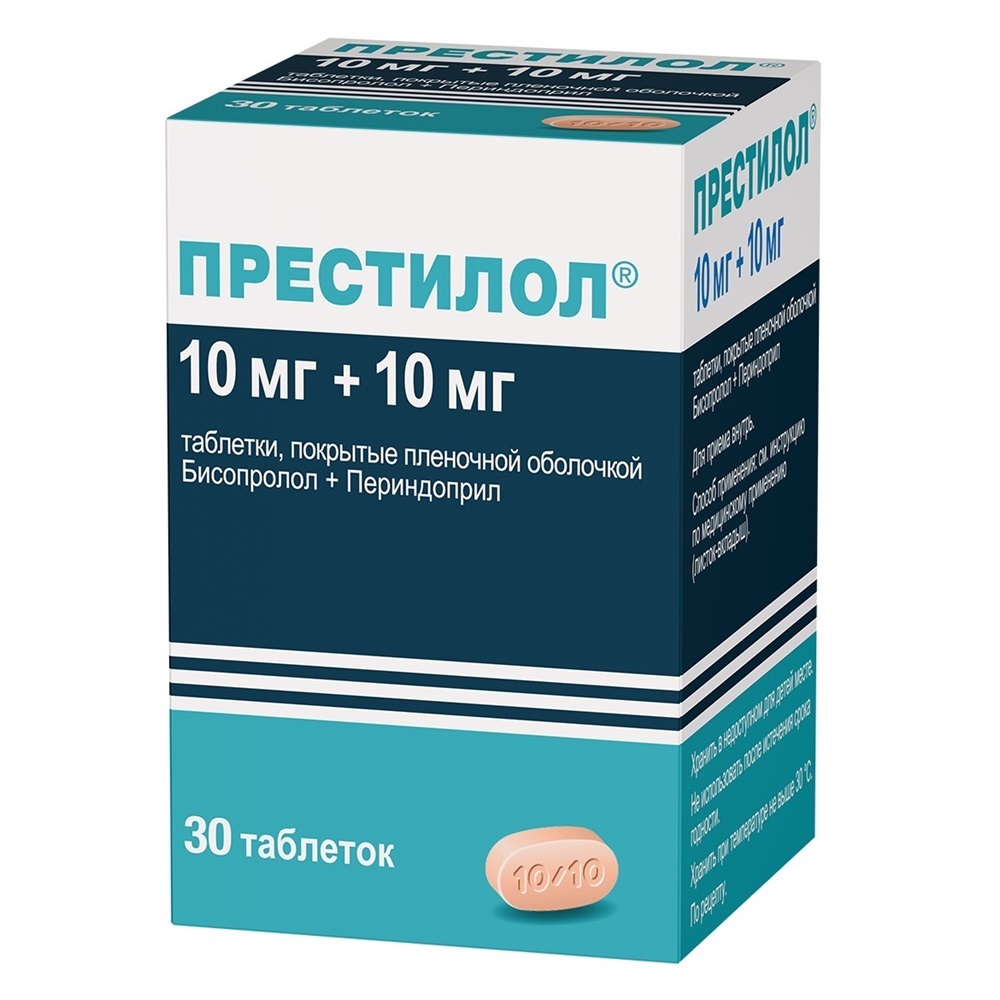 Изображение товара Престилол 10 мг + 10 мг 30 шт таблетки для лечения гипертензии