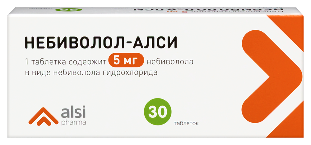 Изображение товара Лекарственный препарат Небиволол-АЛСИ 5 мг 30 шт. таблетки Изображение товара Лекарственный препарат Небиволол-АЛСИ 5 мг 30 шт. таблетки