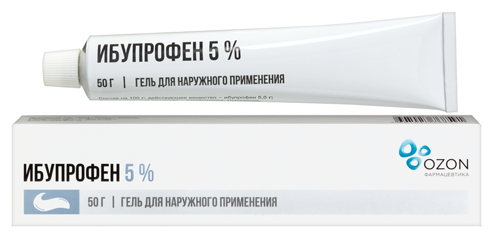 Изображение товара Ибупрофен 5% гель для наружного применения 50 гр