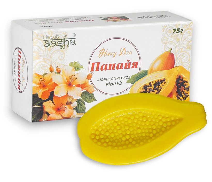 Изображение товара Aasha herbals мыло аюрведическое папайя honey dew 75 гр для кожи