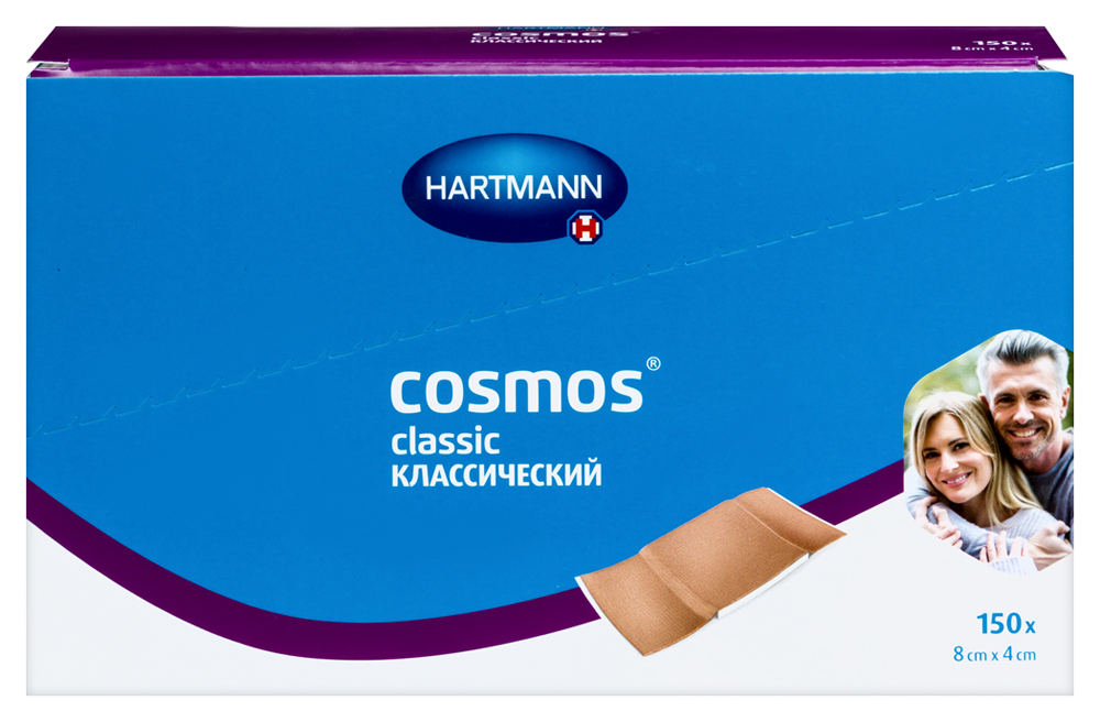 Изображение товара Пластырь cosmos classic нестерильный 4х8 см 150 шт - надежная защита ран и ссадин