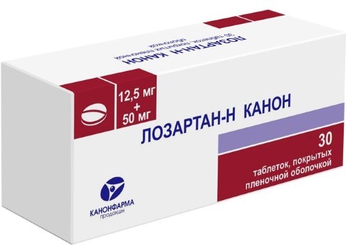 Изображение товара Лозартан-н канон 12,5 мг + 50 мг 30 шт. таблетки, покрытые пленочной оболочкой