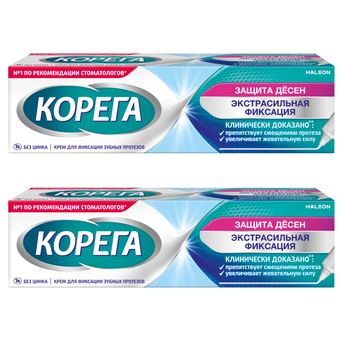 Изображение товара Набор Корега крем для фиксации зубных протезов защита десен 40,0 со скидкой 30% на вторую упаковку