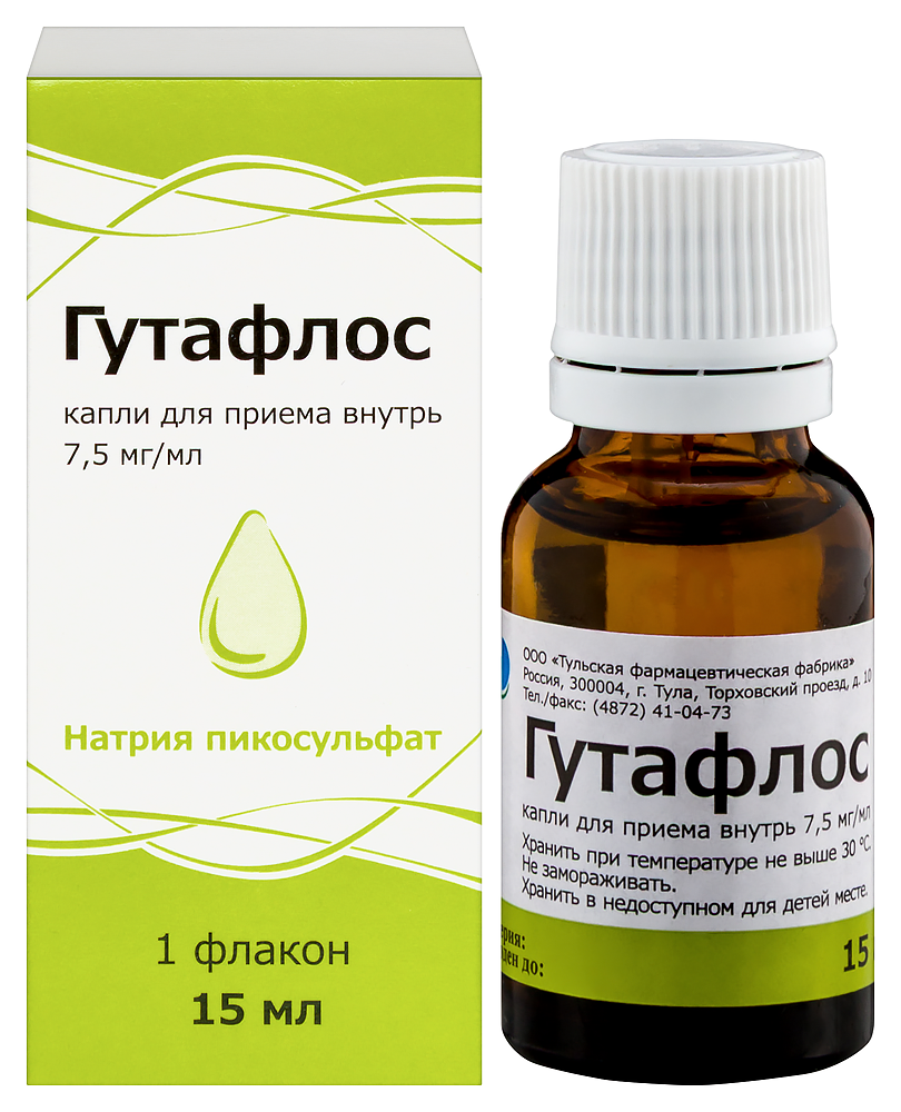 Изображение товара Гутафлос 7, 5мг/мл капли для приема внутрь 15 мл - средство при запорах
