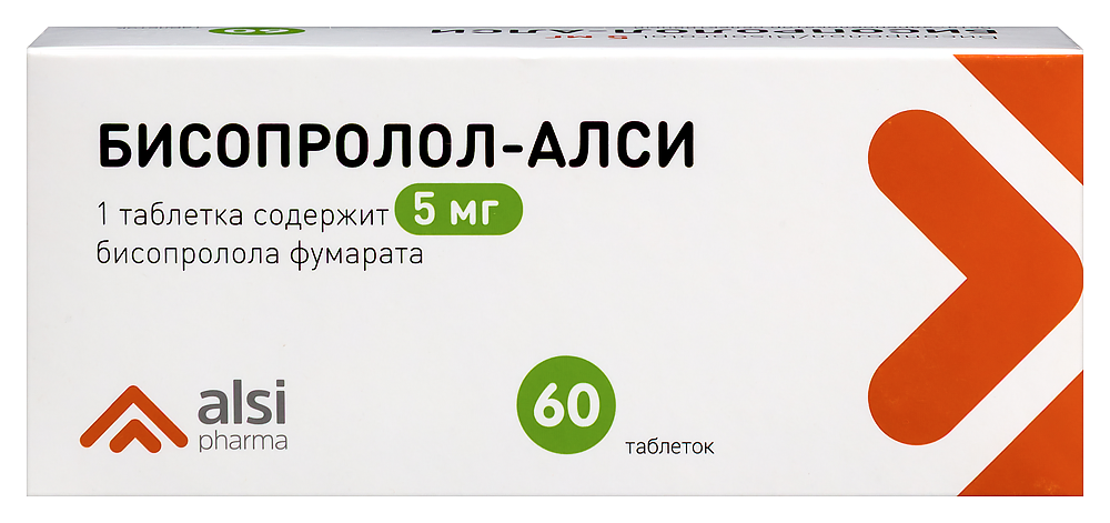 Изображение товара Бисопролол-АЛСИ 5 мг 60 таблеток для лечения гипертензии и сердечных заболеваний Изображение товара Бисопролол-АЛСИ 5 мг 60 таблеток для лечения гипертензии и сердечных заболеваний