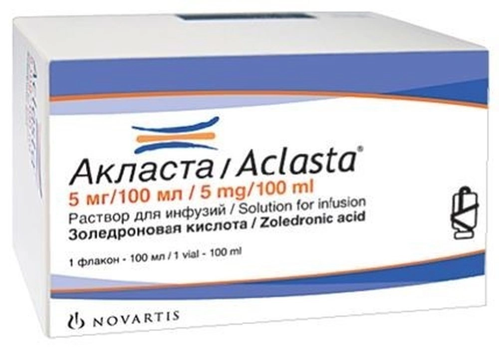 Золедроновая кислота 5 мг 100 мл. Акласта р-р д/инф. 5мг/100мл 100мл. Акласта р-р д/инф. 5мг/100мл. Фл.. Золедроновая кислота Акласта 5 мг.