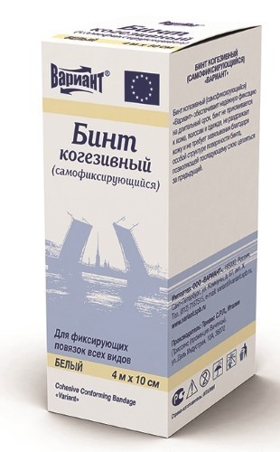 Изображение товара Когезивный самофиксирующийся бинт 4мх10см белый для фиксации повязок