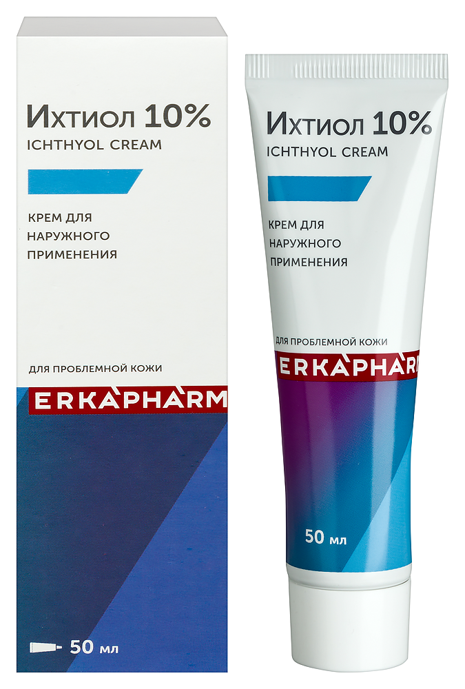 Изображение товара Erkapharm ихтиол 10% крем для проблемной кожи 50 мл