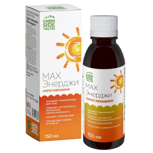 Изображение товара Green side сироп женьшень мах энерджи 150 мл