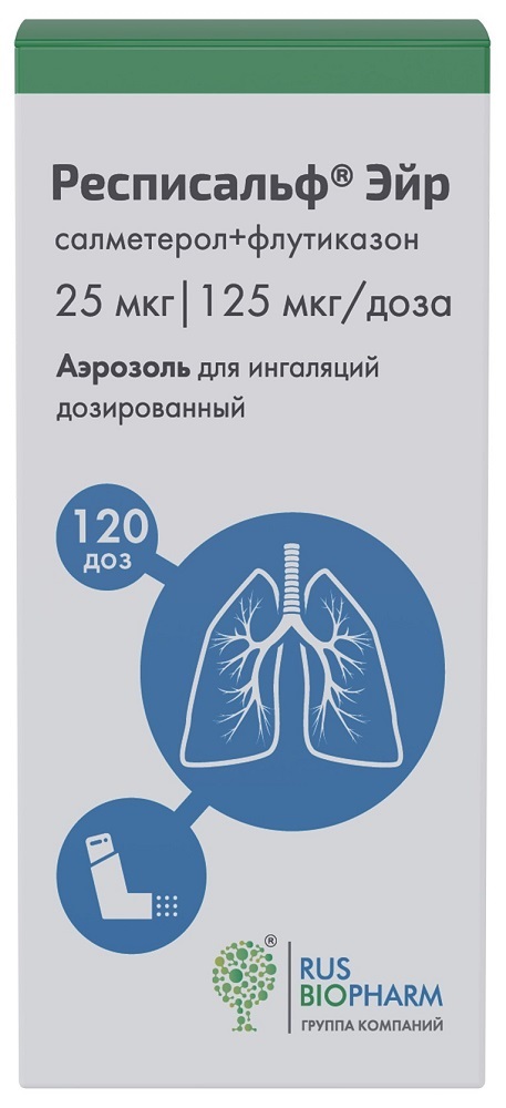 Изображение товара Респисальф Эйр 25 мкг + 125 мкг аэрозоль для ингаляций 120 доз