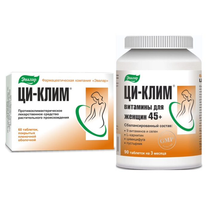 Изображение товара Набор ЦИ-КЛИМ ВИТАМИНЫ ДЛЯ ЖЕНЩИН 45+ таблетки 90шт. + ЦИ-КЛИМ таблетки 60шт.