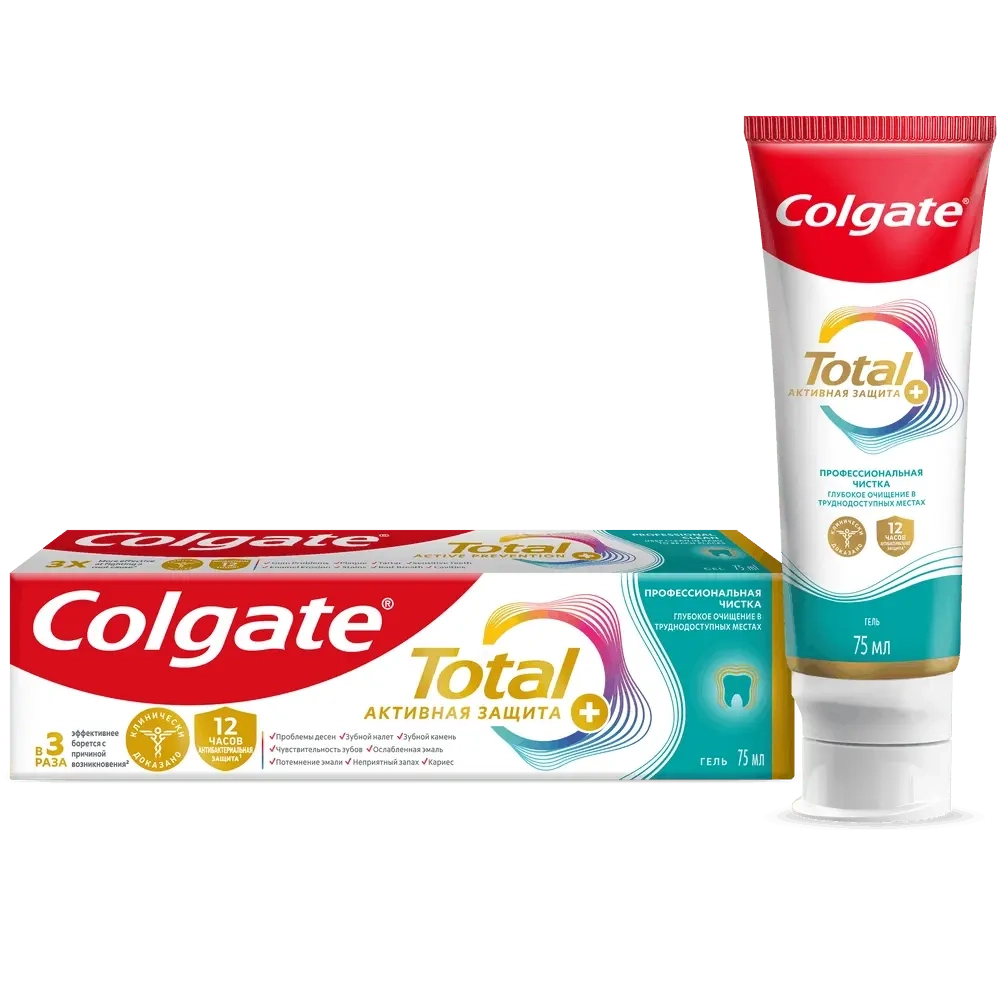 Изображение товара Colgate total 12 профессиональная чистка гель зубная паста 75 мл - профилактическое средство для зд Изображение товара Colgate total 12 профессиональная чистка гель зубная паста 75 мл - профилактическое средство для зд
