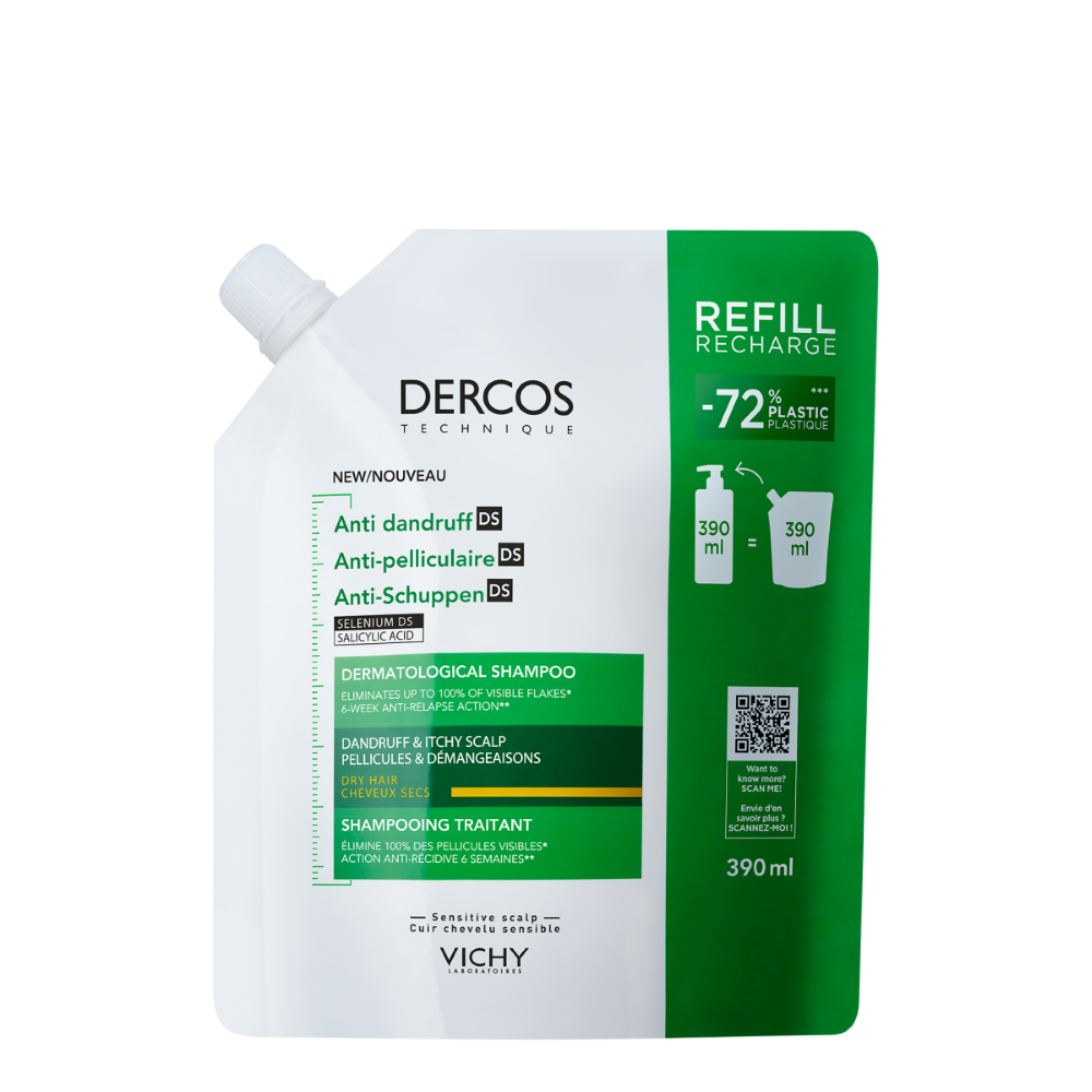 Изображение товара Vichy dercos technique интенсивный шампунь-уход против перхоти ds для сухих волос 390 мл/сменный блок/