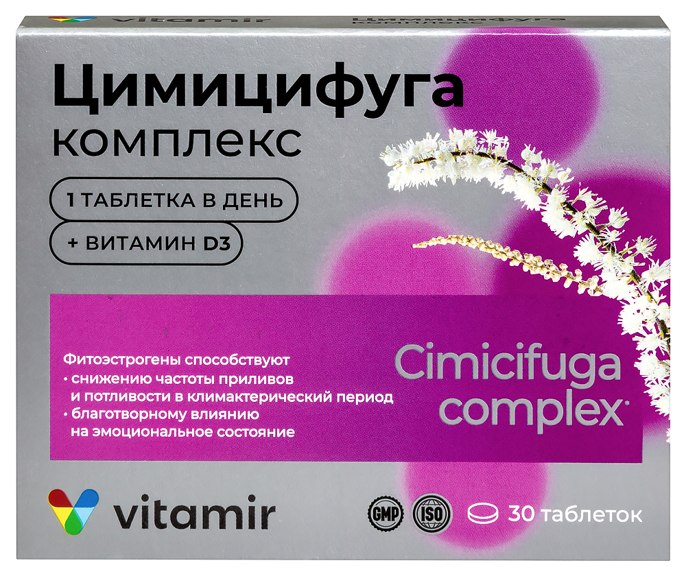 Изображение товара Витамир Цимицифуга комплекс таблетки покрытые оболочкой 30 шт. с изофлавонами и витамином D3