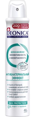 Изображение товара Deonica антиперспирант аэрозоль 200 мл антибактериальный эффект