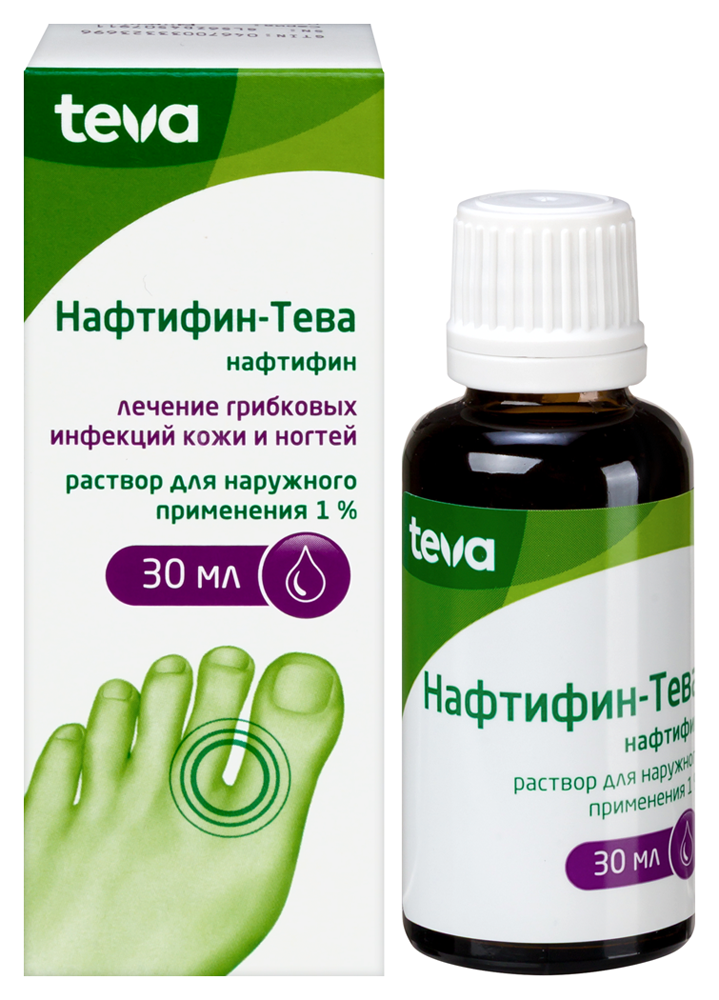 Изображение товара Нафтифин-тева 1% раствор для наружного применения 30 мл - эффективное лечение микозов кожи и ногтей