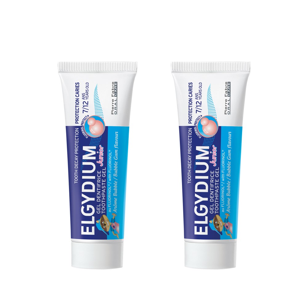 Изображение товара Набор из 2-х уп ЭЛЬГИДИУМ ЗУБНАЯ ПАСТА-ГЕЛЬ ДЛЯ ДЕТЕЙ СТАРШЕ 7 ЛЕТ ЗАЩИТА ОТ КАРИЕСА СО ВКУСОМ ЖВАЧКИ 50МЛ