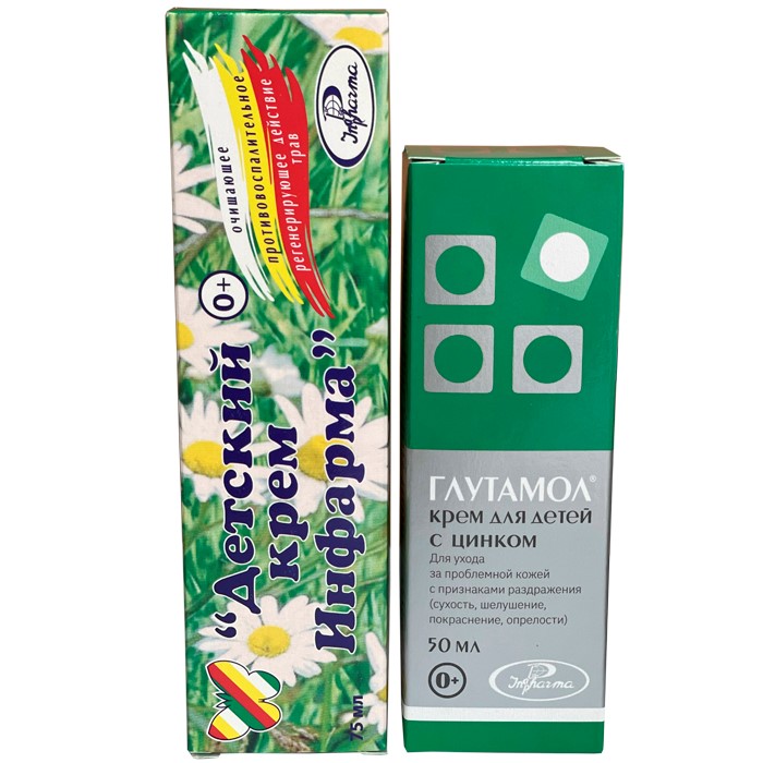Изображение товара Набор Детский крем 75мл + Глутамол с цинком д/детей крем 50мл - со скидкой 10%