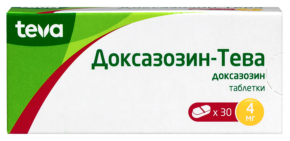 Изображение товара Доксазозин-тева 4 мг 30 шт. таблетки