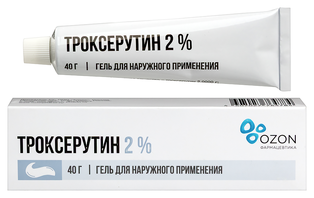 Изображение товара Троксерутин 2% гель для наружного применения 40 г против варикоза и отеков