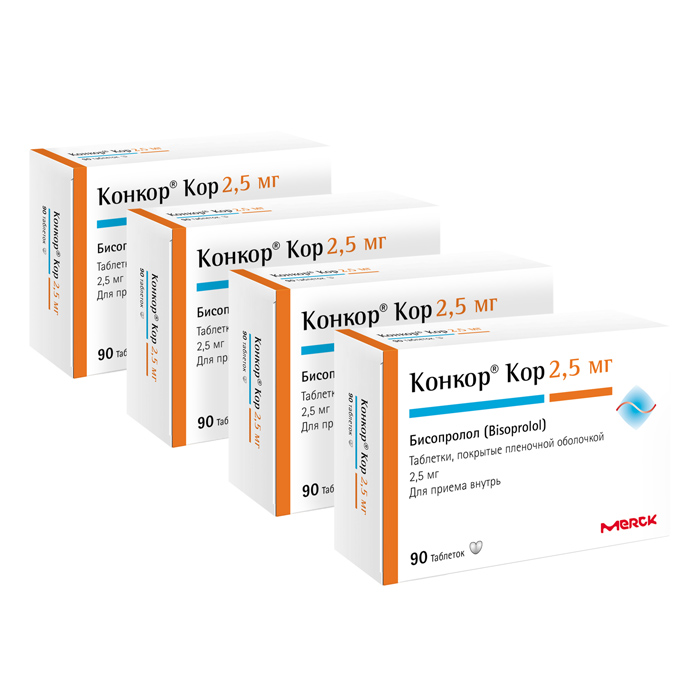 Изображение товара Набор 3+1 Конкор Кор таблетки 2,5 мг 90 шт. со скидкой