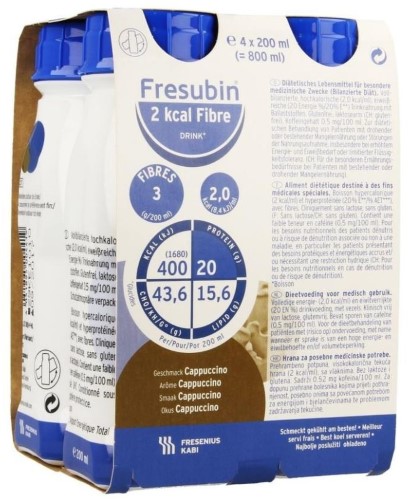 Изображение товара Фрезубин напиток 2 ккал капучино с волокнами 200 мл упаковка 4 шт.