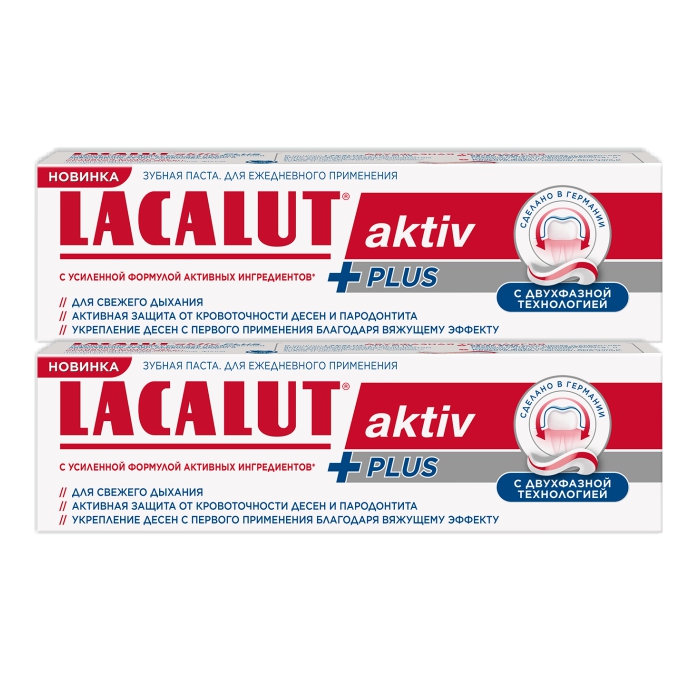 Изображение товара Набор LACALUT ЗУБНАЯ ПАСТА AKTIV PLUS 75МЛ из 2-х уп со скидкой