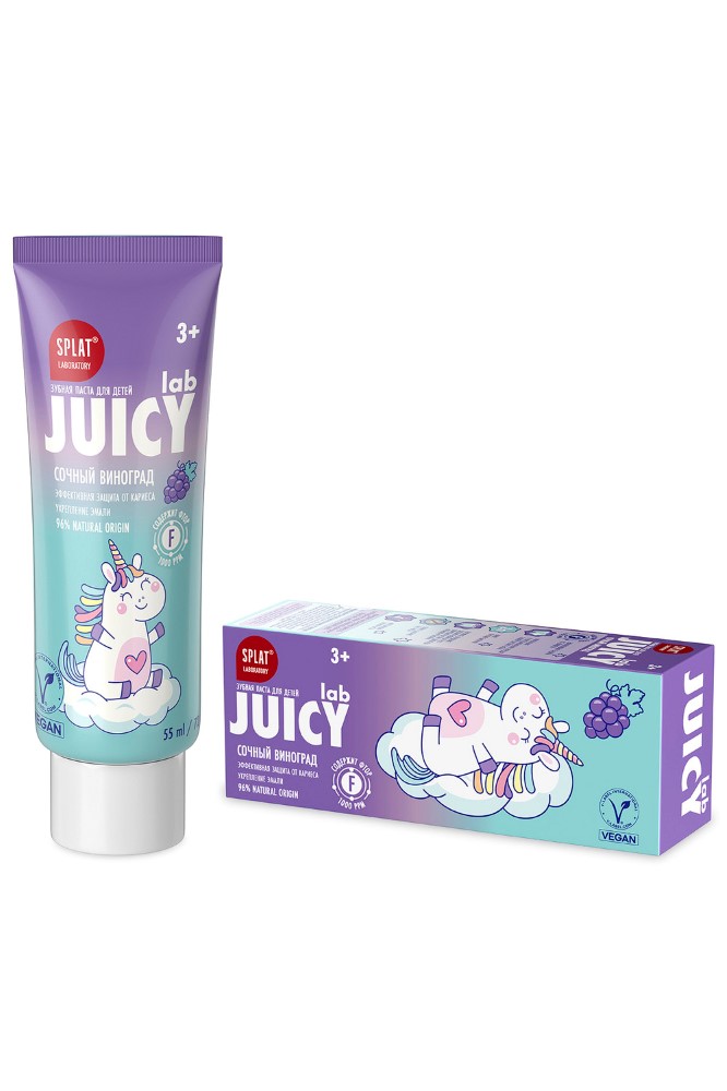 Изображение товара Зубная паста детская juicy lab со фтором вкус виноград 72 гр