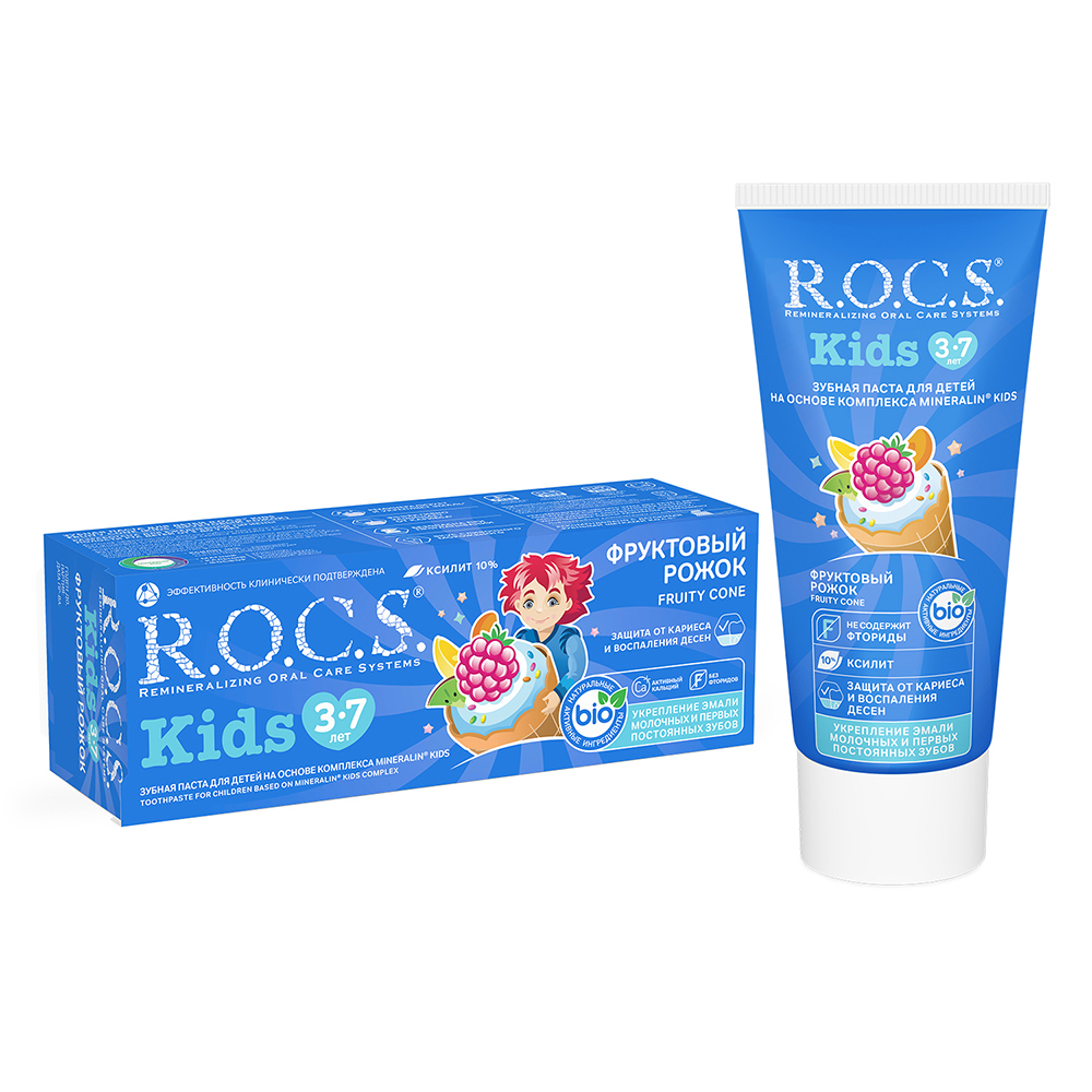 Изображение товара Rocs зубная паста kids фруктовый рожок со вкусом мороженого 45 гр