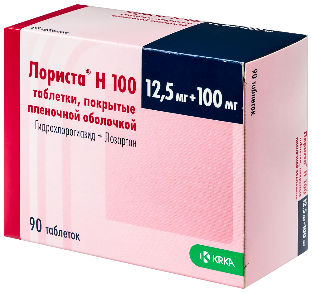 Лориста н 100 12,5 мг + 100 мг 90 шт. таблетки, покрытые пленочной  оболочкой - цена 1013 руб., купить в интернет аптеке в Фролово Лориста н  100 12,5 мг + 100 мг 90 шт. таблетки, покрытые пленочной оболочкой,  инструкция по применению