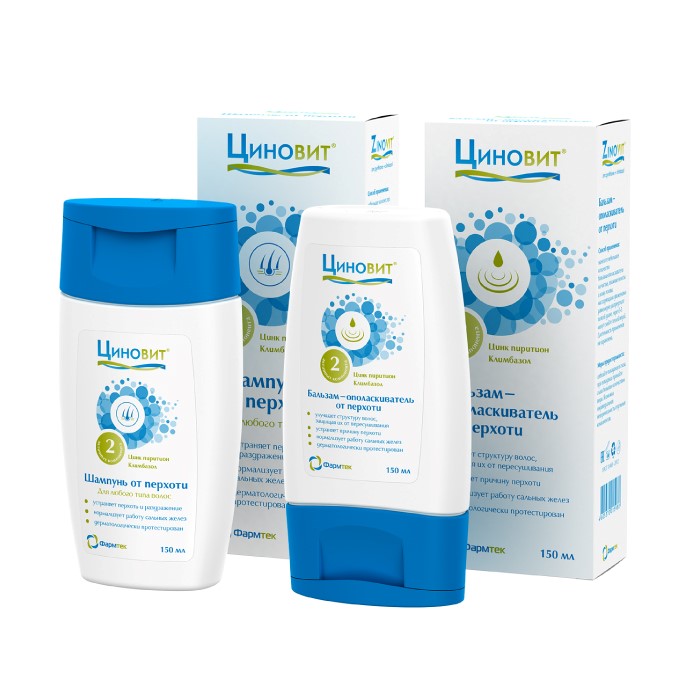 Изображение товара Набор ЦИНОВИТ ШАМПУНЬ ПРОТИВ ПЕРХОТИ 150МЛ + БАЛЬЗАМ-ОПОЛАСКИВАТЕЛЬ ОТ ПЕРХОТИ 150МЛ со скидкой