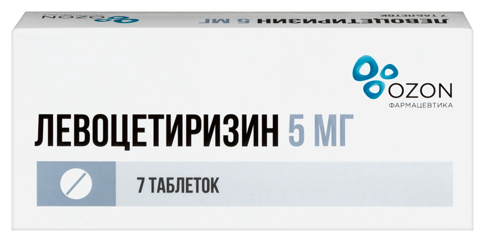 Изображение товара Левоцетиризин 5 мг 7 шт. таблетки, покрытые пленочной оболочкой блистер