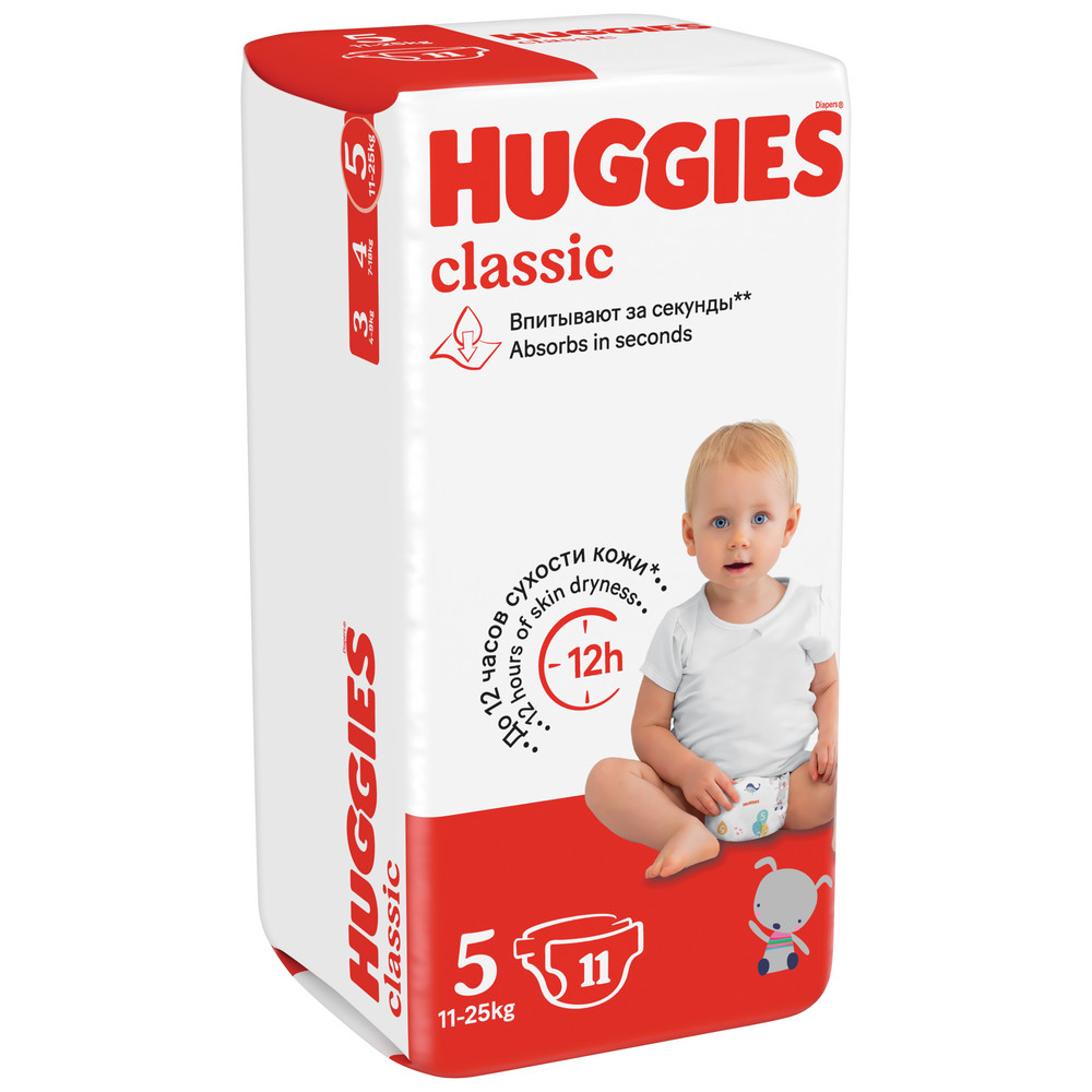 Изображение товара Подгузники Huggies Classic для детей весом 11-25 кг 11 шт