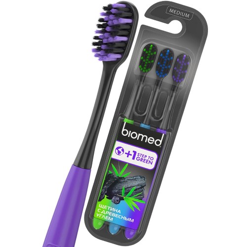 Изображение товара Biomed black зубная щетка 3 шт./средняя