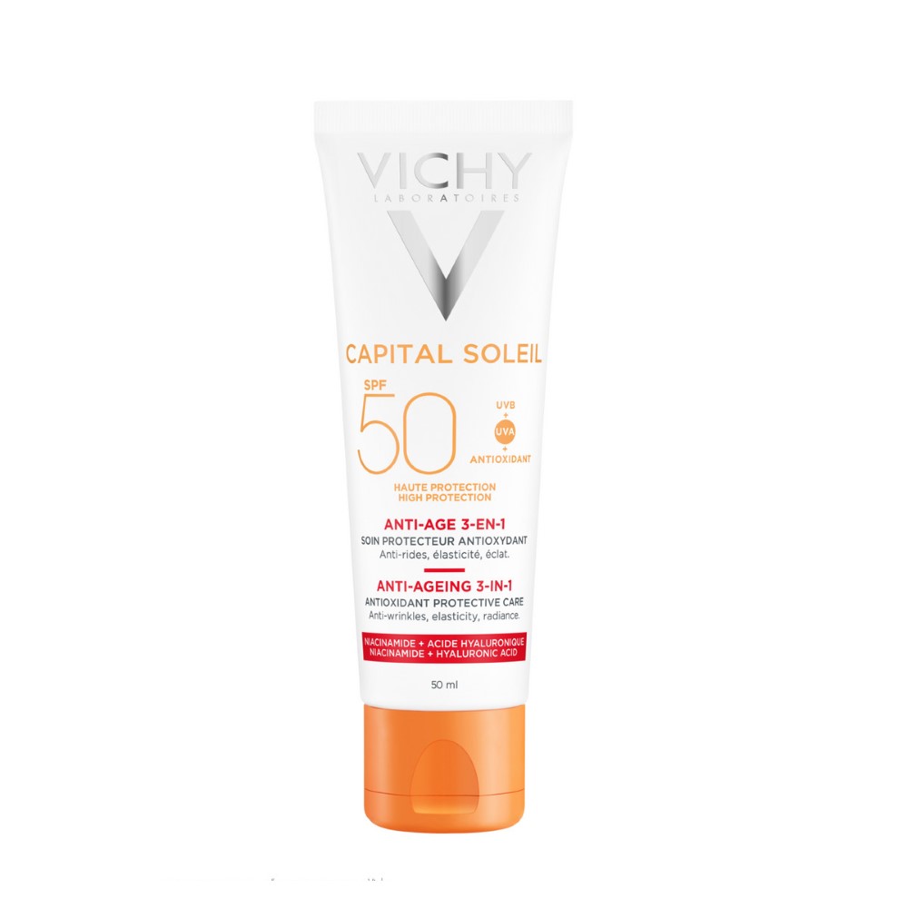 Изображение товара Vichy Capital Soleil антивозрастной крем 3 в 1 SPF50 50 мл для выравнивания тона и защиты кожи