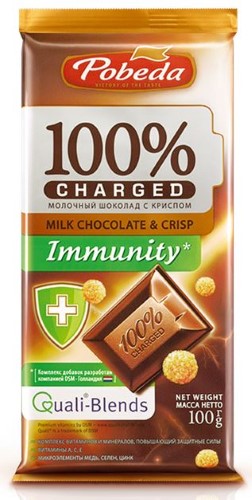 Изображение товара Молочный шоколад с криспом Иммунити 100 гр Чаржед - укрепление иммунитета и вкусное лакомство