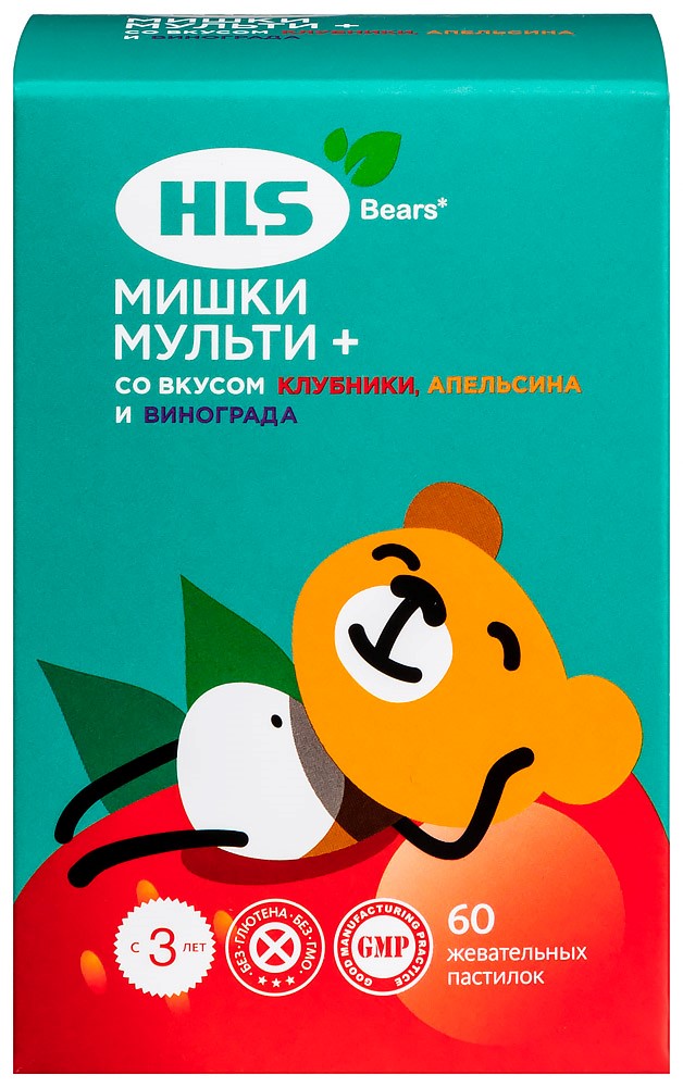Изображение товара Hls мишки мульти+ жевательные пастилки 60 шт. для иммунитета и здоровья