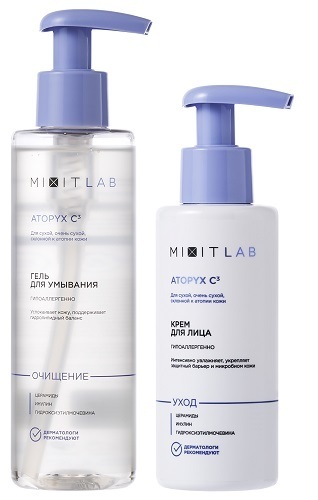 Изображение товара Набор Mixit "Атопик": гель для умывания и крем для сухой и очень сухой (атопичной) кожи