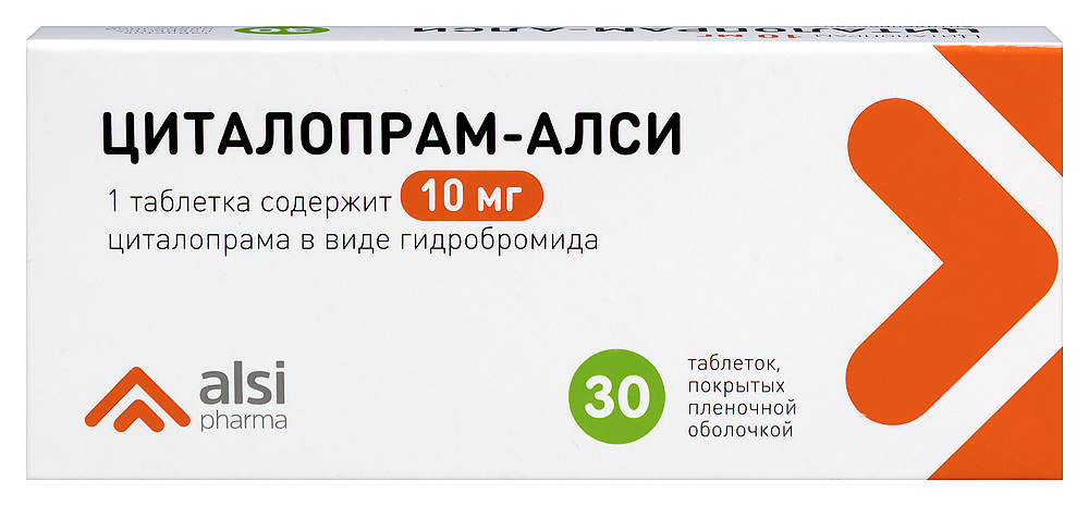 Изображение товара Циталопрам-алси 10 мг 30 шт. таблетки от депрессии и паники