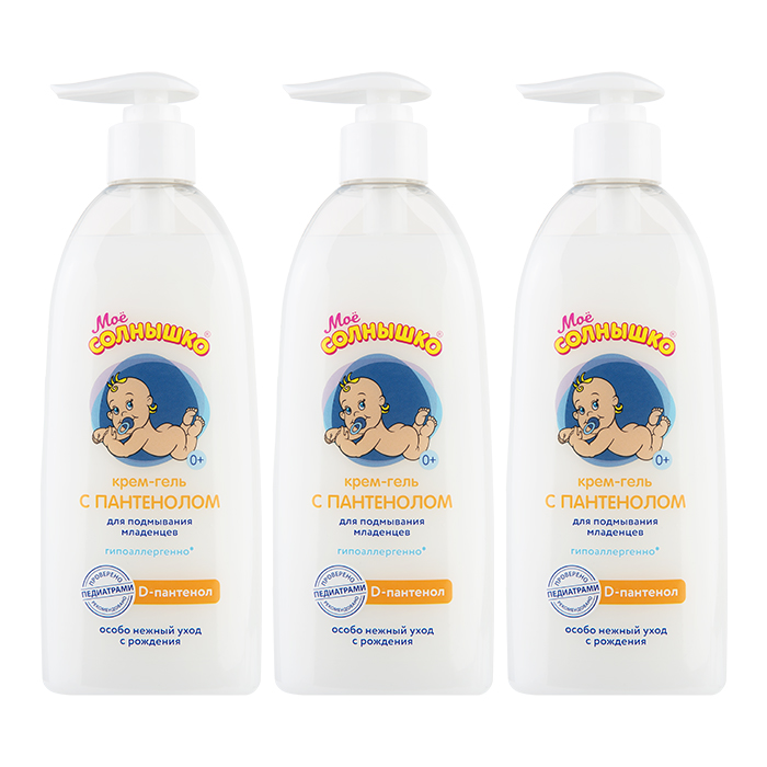 Изображение товара Набор детский Мое солнышко Крем-гель для подмывания с пантенолом 400мл из 3-х упаковок со скидкой