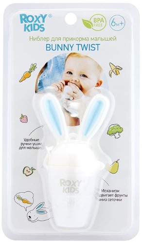 Изображение товара Roxy-kids ниблер для прикорма bunny twist 6+ голубой безопасное введение еды